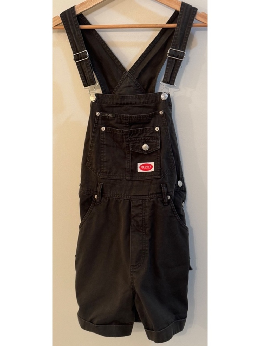 Revolt Women's Black Cotton Denim Overalls Size M